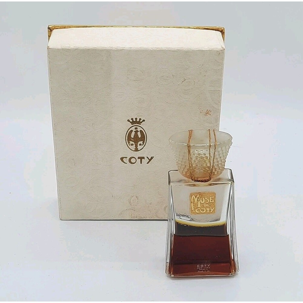 RARE Vtg Antique Muse De Coty Perfume Engraved #66 on Bottle Lalique Top Box